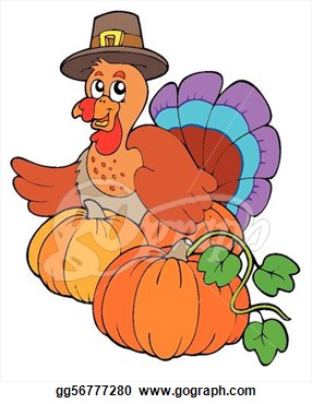 Illustration   Thanksgiving Turkey With Pumpkins  Clipart Gg56777280