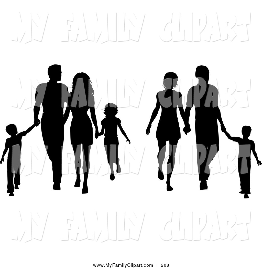 Larger Preview  Clip Art Of A Couple Of Black Silhouetted Families    