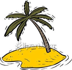 One Palm Tree On A Tiny Island   Royalty Free Clipart Picture