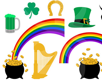 Pattys Day Irish Hard Pot Of Gold Leprechaun Instant Download Clip Art