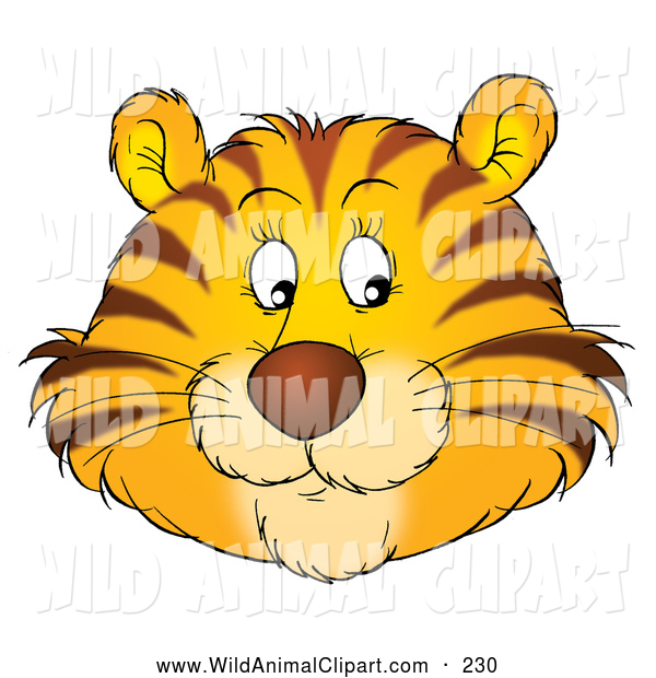 Related To Clip Art Friendly Tiger Face With Whiskers Glancing Off The