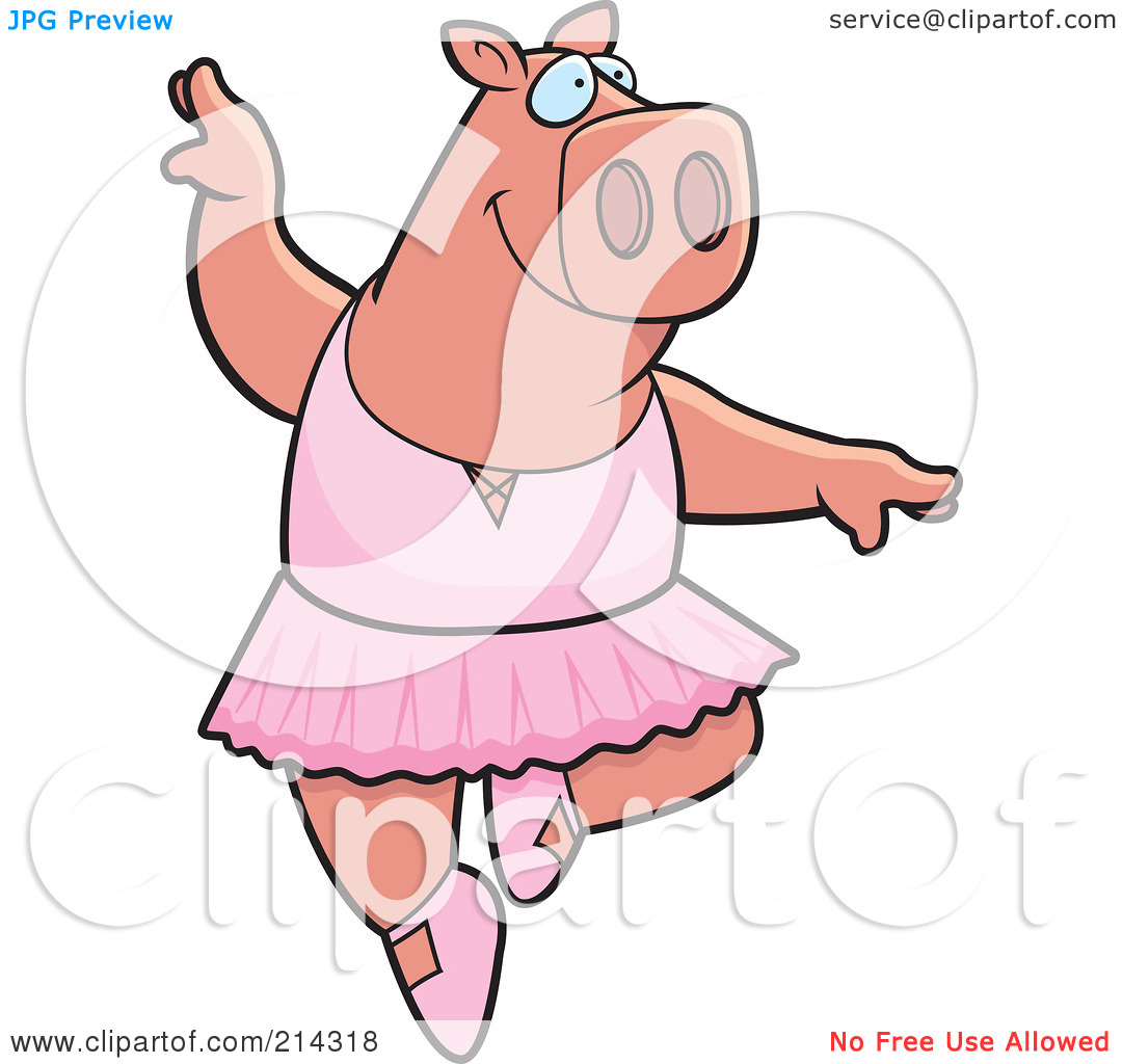 Royalty Free  Rf  Clipart Illustration Of A Ballerina Pig Dancing And