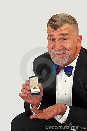 Senior Man Proposes Marriage With Ring Stock Photography   Image