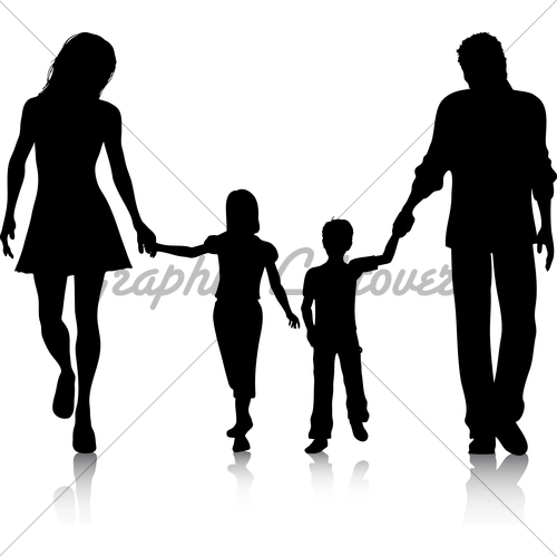 Silhouette Of A Family Walking Hand In Hand