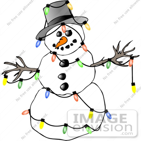 Snowman With Xmas Lights Clipart    12536 By Djart   Royalty Free