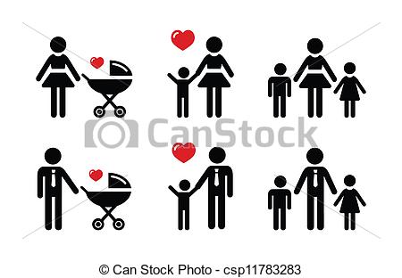 Vector Of Single Parent Sign   Family Icons   Single Parenting  Mother    