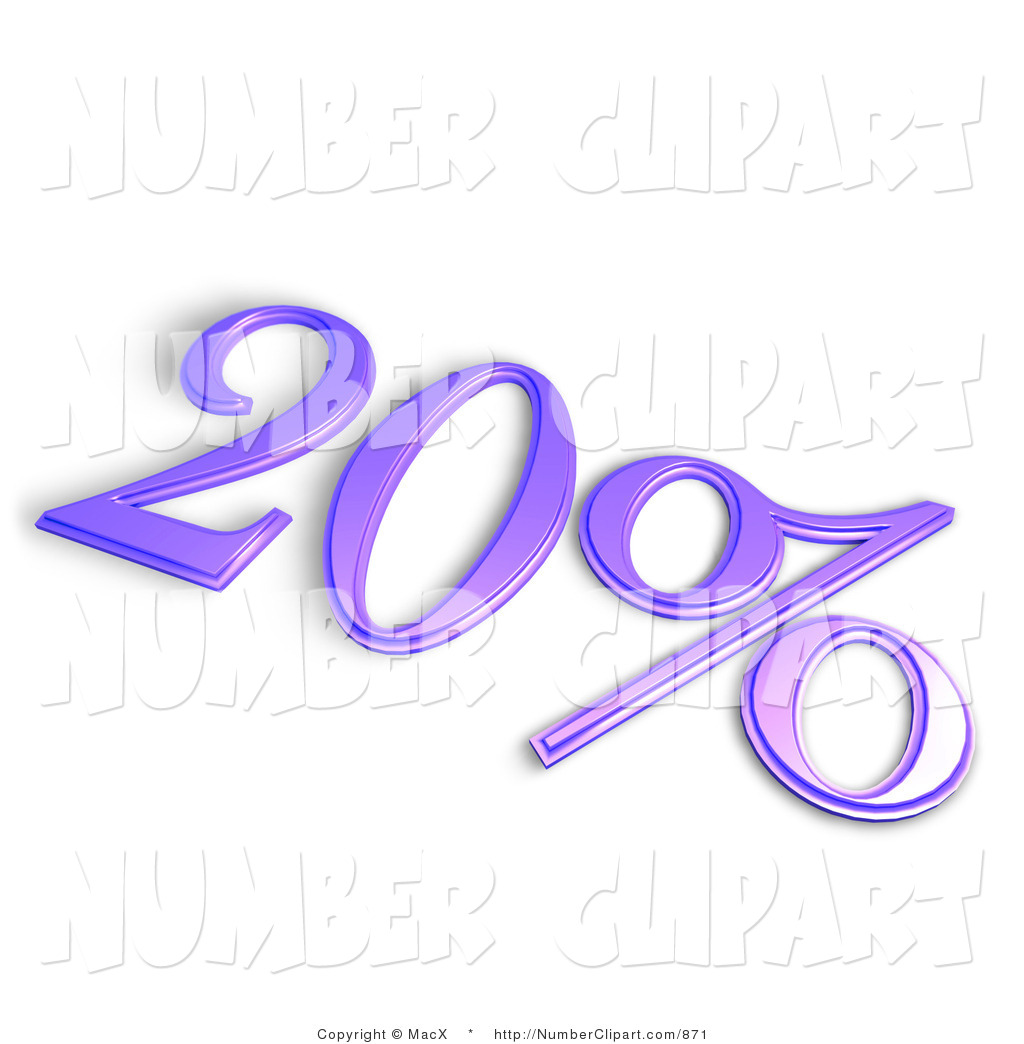 3d 20 Percent Off Or Interest Sign On White Purple 3d 85 Percent