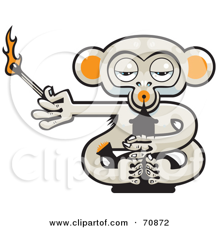 70872 Royalty Free Rf Clipart Illustration Of A Pot Monkey With A Lit
