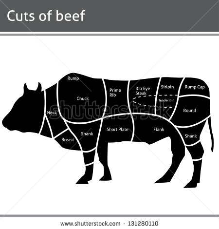 Beef Cut Or Cuts Of Beef Vector   131280110   Shutterstock