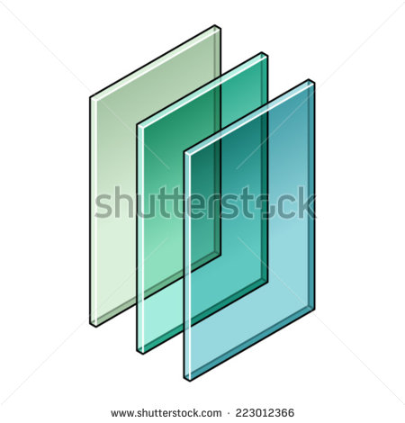 Building Material  Three Sheets Of Tinted Glass    Stock Vector