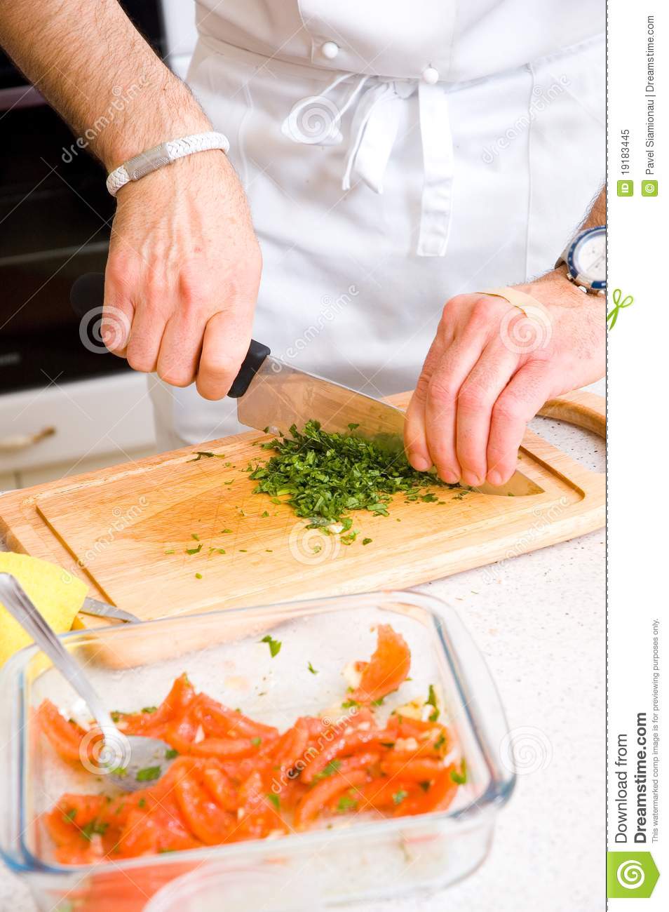 Chef Cutting The Parsley Royalty Free Stock Photo   Image  19183445