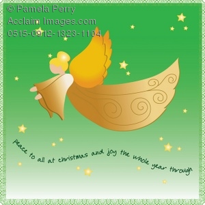 Clip Art Illustration Of A Christmas Angel With Joy And Peace Text