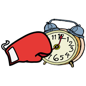 Clip Art Of Boxing Glove Punching Alarm Clock