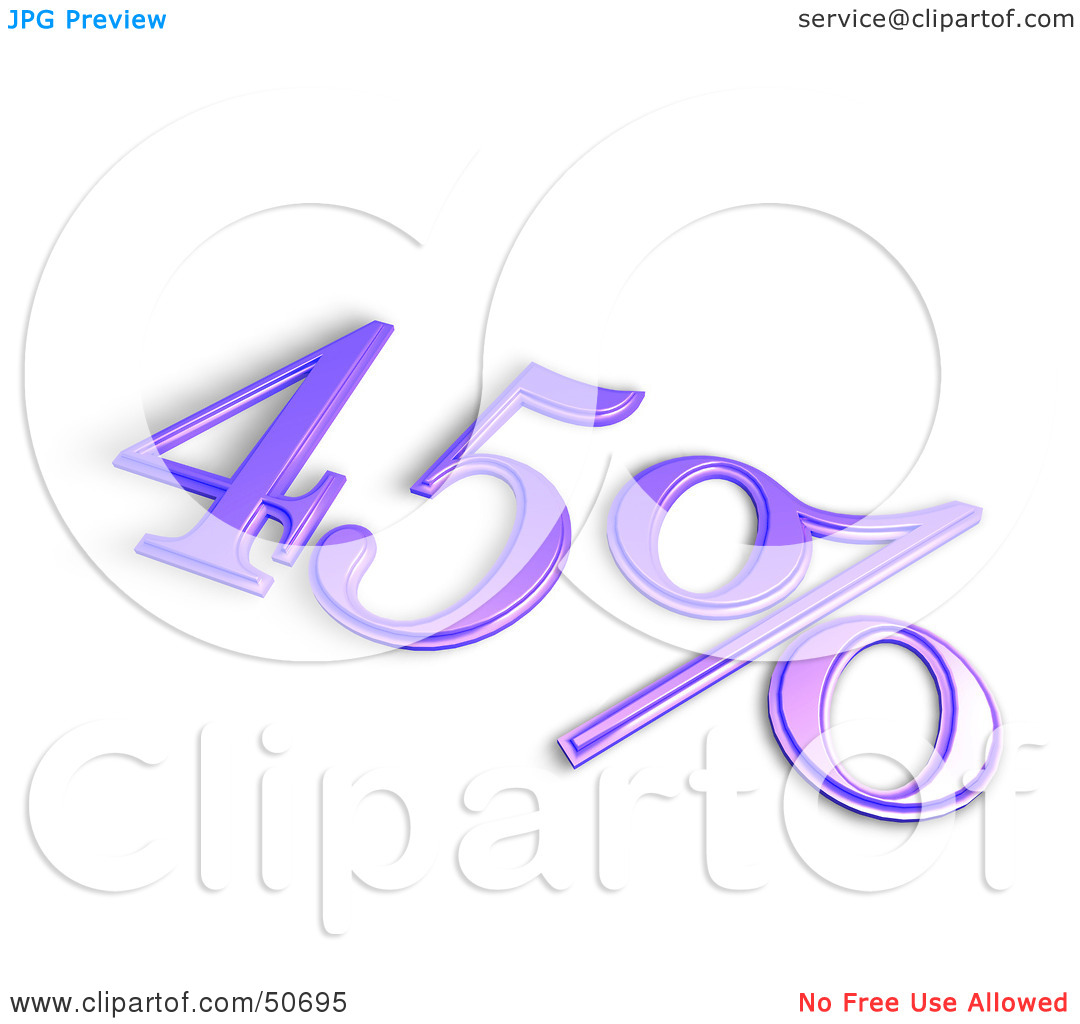 Clipart Illustration Of A Purple 3d 45 Percent Off Or Interest Sign By