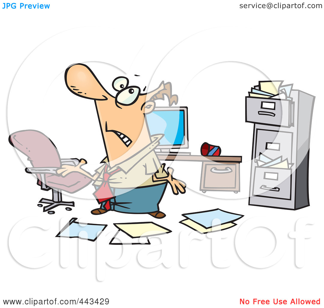 Illustration Of A Cartoon Disorganized Businessman In A Messy Office