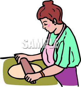 Lady Rolling Out Dough   Royalty Free Clipart Picture