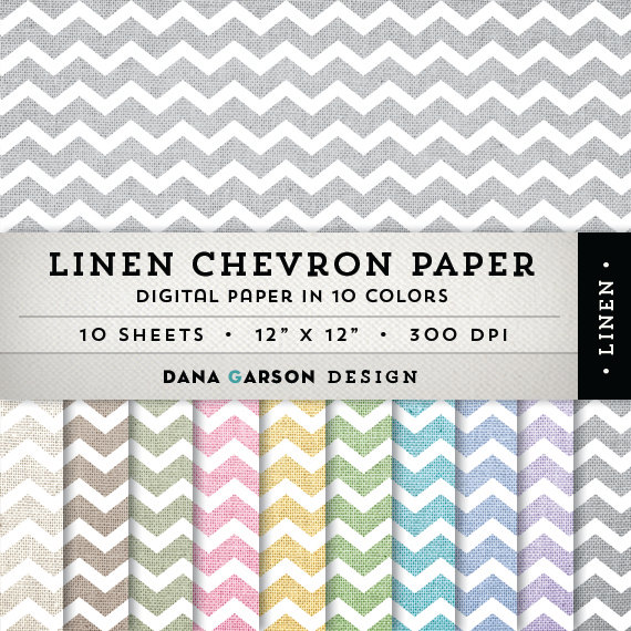 Linen Chevron Digital Paper Set 10 Sheets For Blog Graphics