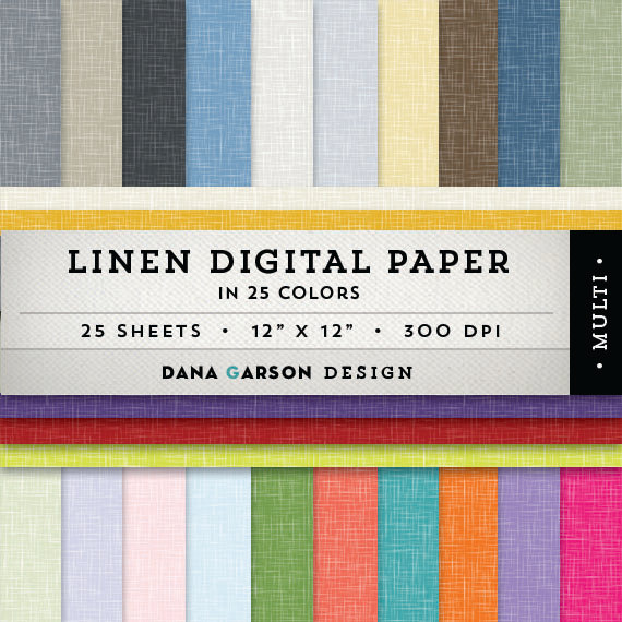 Linen Digital Paper Set 25 Sheets For Blog Graphics Scrapbooking