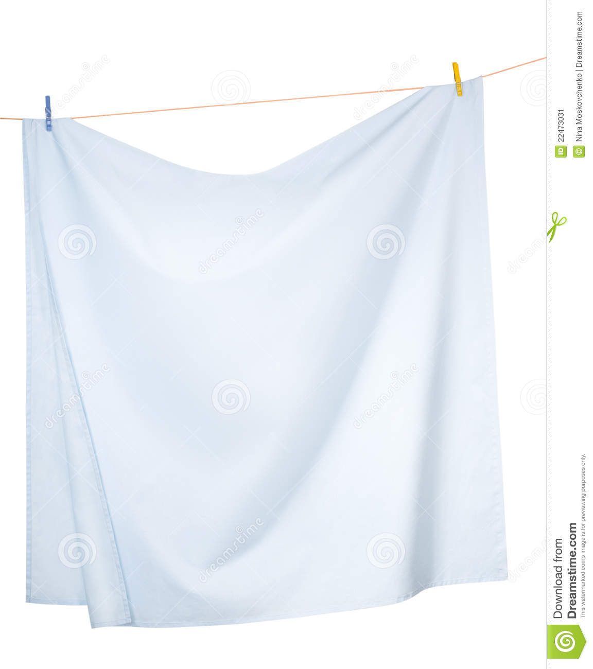 Linen Sheets Drying On A Rope Isolated On A White Background