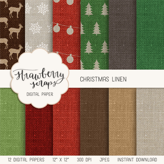 Linen Textures Digital Paper A Wonderful Set Of Christmas Linen