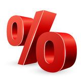 Red Percent Sign On White Background Three Dimensional Rendering