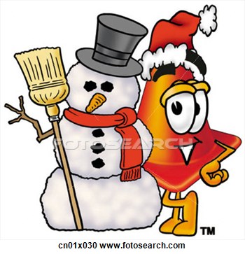 Safety Cone With Snowman And Santa Hat  Fotosearch   Search Clipart