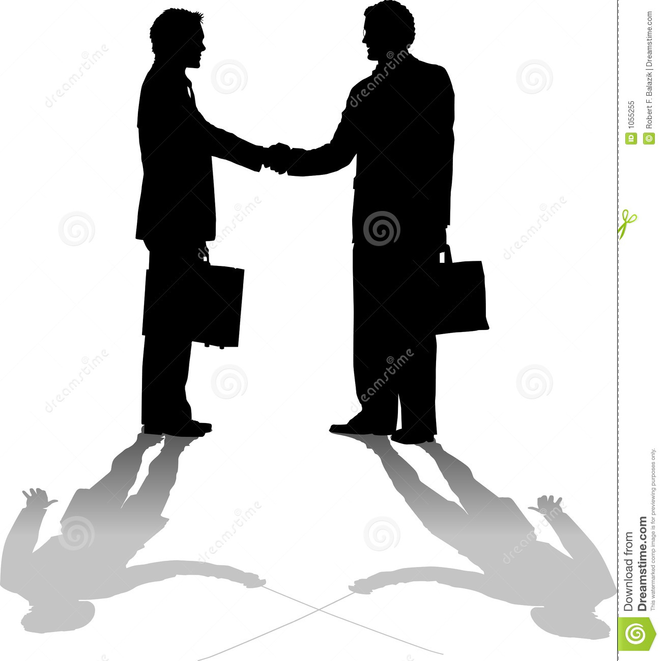 Silhouette Graphic Depicting Two Businessmen Shaking Hands  Concept