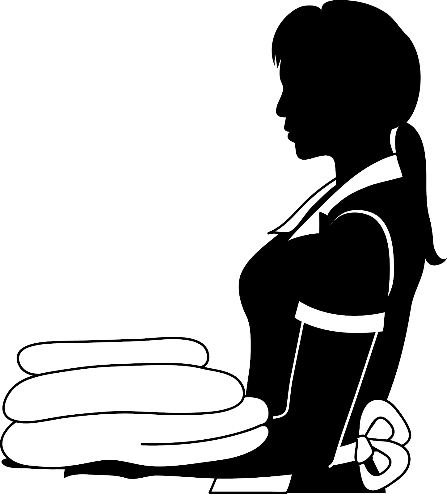 Silhouette Of A Sexy Maid Dusting
