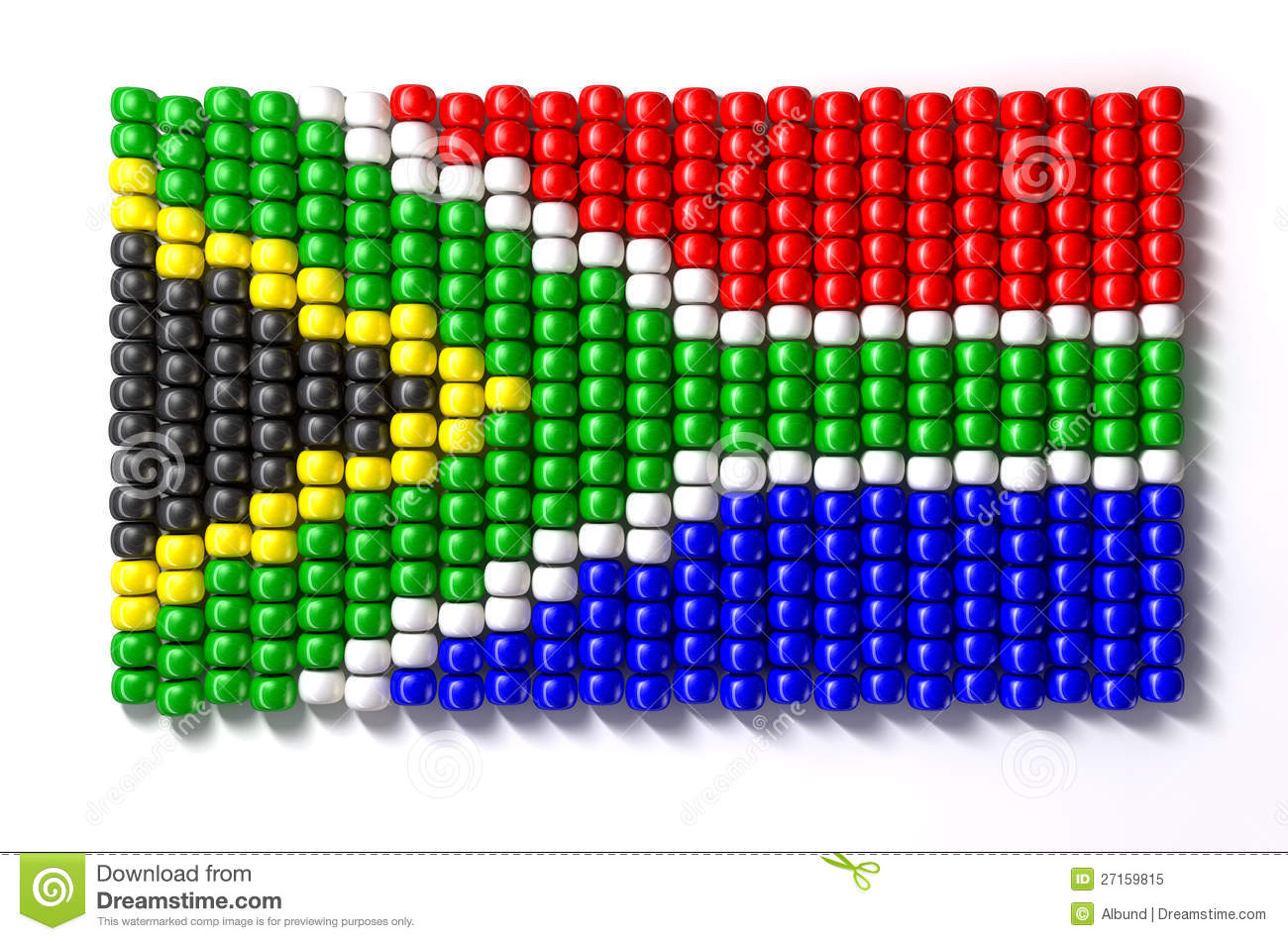 Traditional Zulu Beaded South African Flag On An Isolated Background