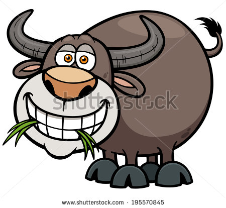 Vector Illustration Of Cartoon Buffalo   Stock Vector