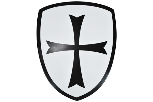 Wooden Medieval Knight Crusader Shield Black Cross Buckler Brand