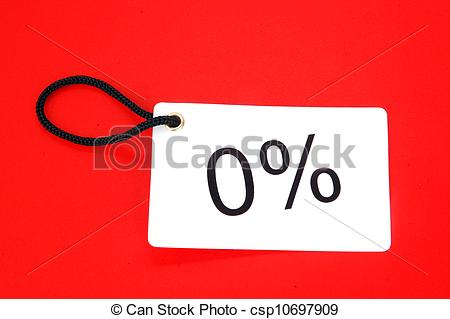 Zero Percent Red Paper Tag Isolated On White Background