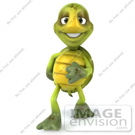43074 Royalty Free  Rf  Cartoon Clipart Of A Bashful 3d Turtle Mascot    
