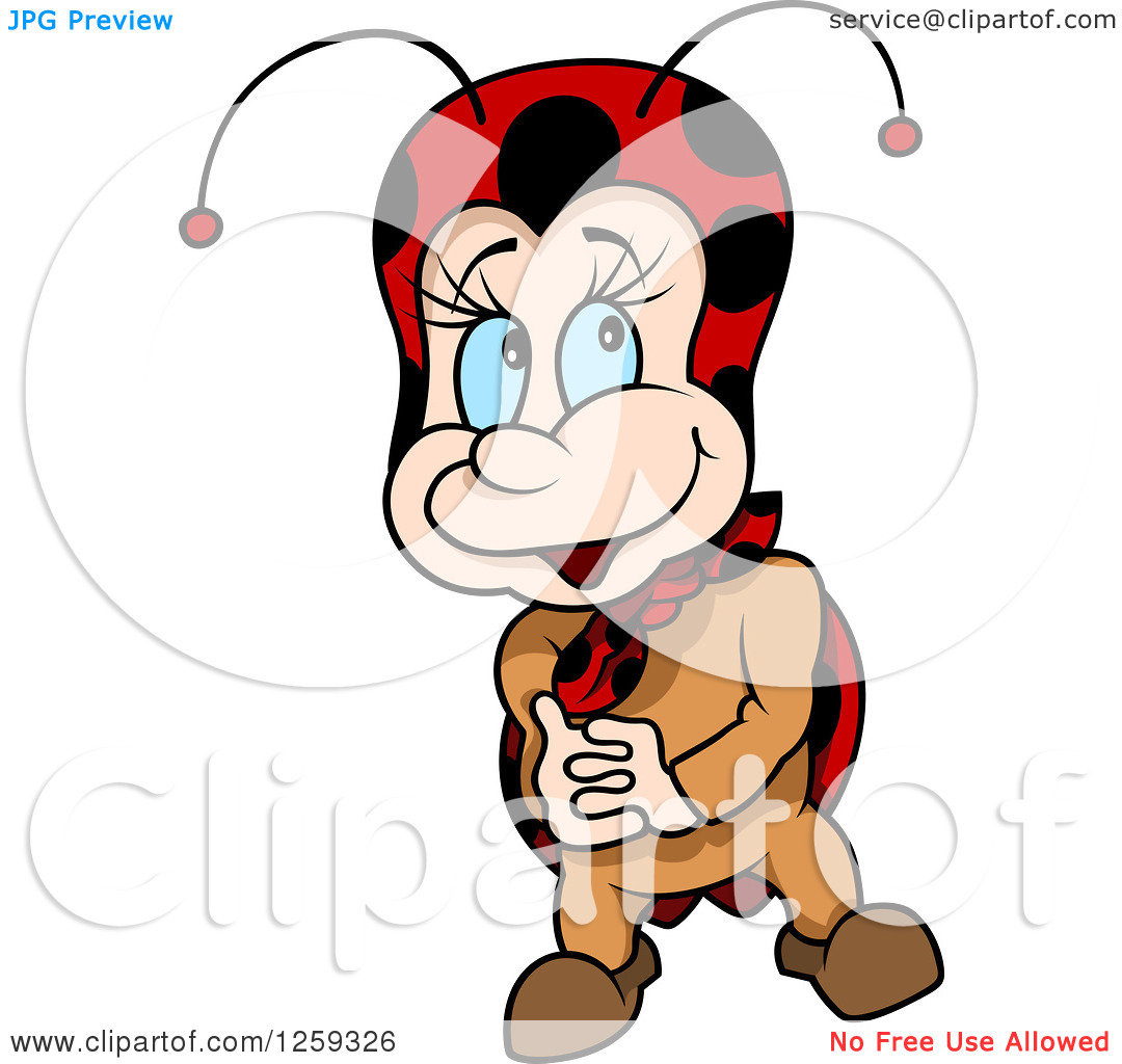 Clipart Of A Bashful Ladybug   Royalty Free Vector Illustration By