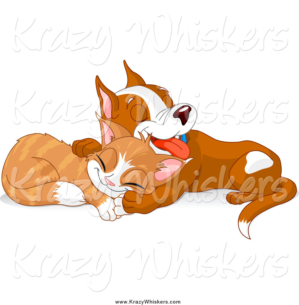 Clipart Of A Cute Puppy And Kitten Taking A Nap Together By Pushkin