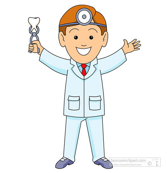Dental   Cartoon Dentist Holding Extracted Tooth   Classroom Clipart