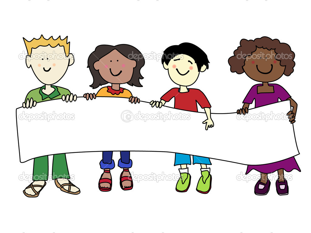 Ethnic Diversity Kids And Banner   Stock Photo   Mirage3  5857060