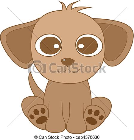 Illustration Of Cute Looking Brown Dog With Big Eyes And Big Ears