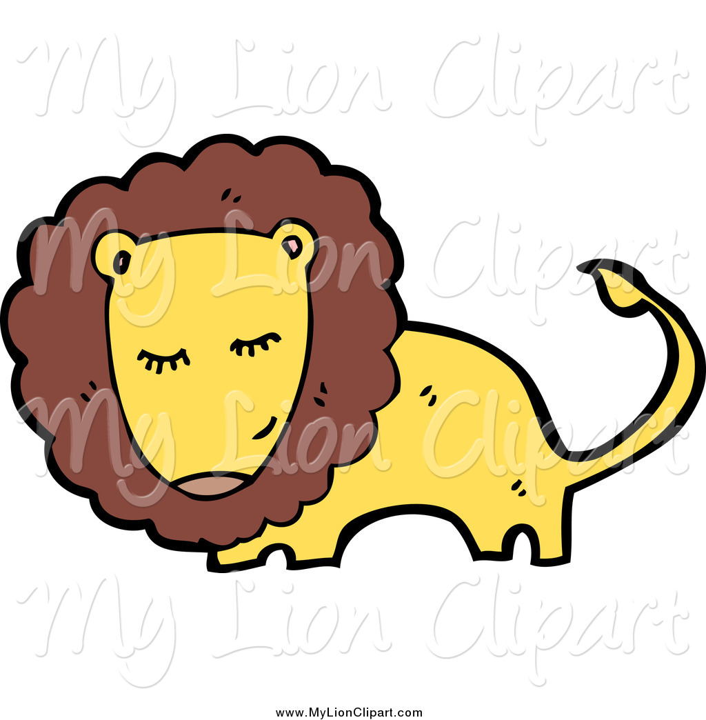 Larger Preview  Clipart Of A Bashful Yellow And Brown Lion By