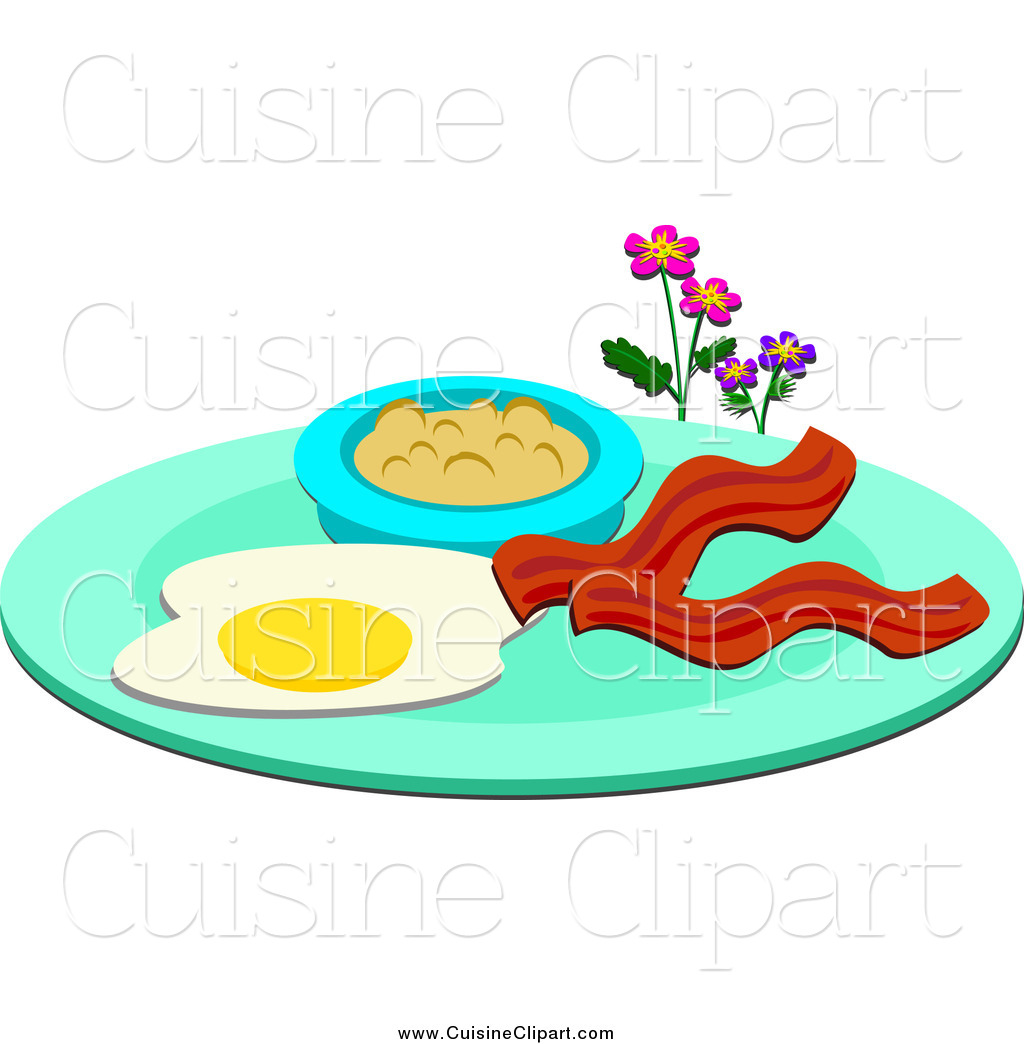 Oatmeal Clipart Cuisine Clipart Of A Breakfast Plate With Eggs Bacon    