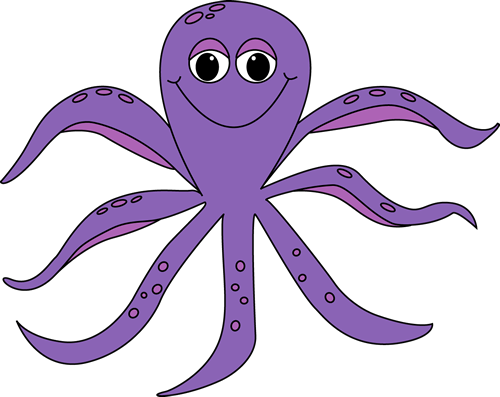 Octopus Clip Art Image   Large Purple Octopus With A Happy Cartoon