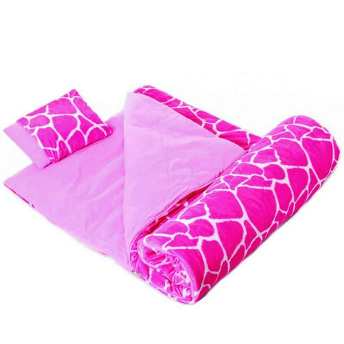 Pink Giraffe Plush Sleeping Bag Preschool Nap Mats Toddler Nap Mat