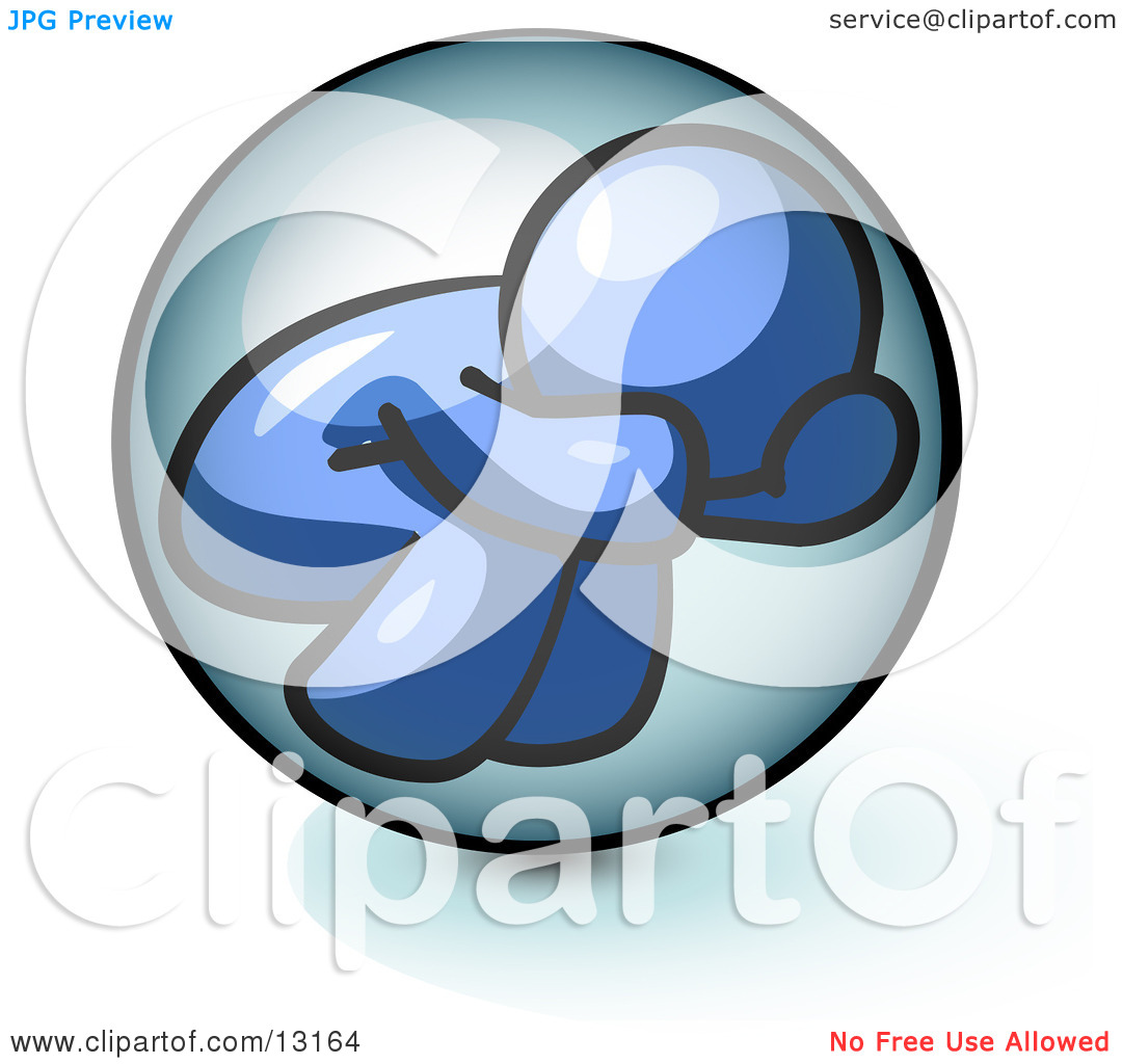 Shy Blue Man Inside A Bubble Clipart Illustration By Leo Blanchette