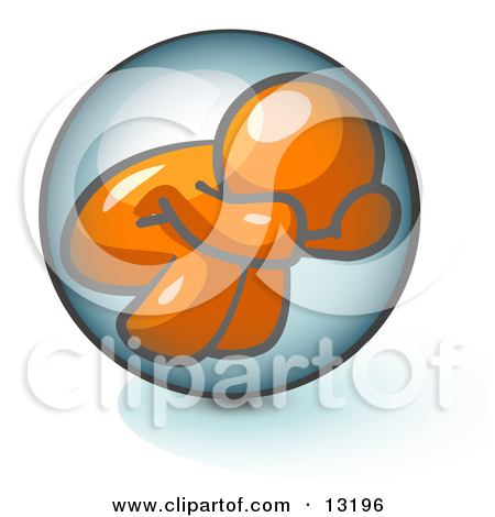 Shy Orange Man Hiding Inside A Bubble Clipart Illustration By Leo