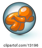 Shy Orange Man Hiding Inside A Bubble Clipart Illustration