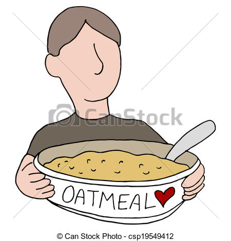 Vector Clip Art Of Heart Healthy Oatmeal   An Image Of A Man Eating