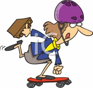      0703 0618 4436 Businesswoman Skateboarding To Work Clipart Image Jpg