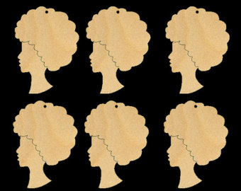 Afro Lady Silhouette 2 Tall W Ith Precut Hole Natural Hair Earrings