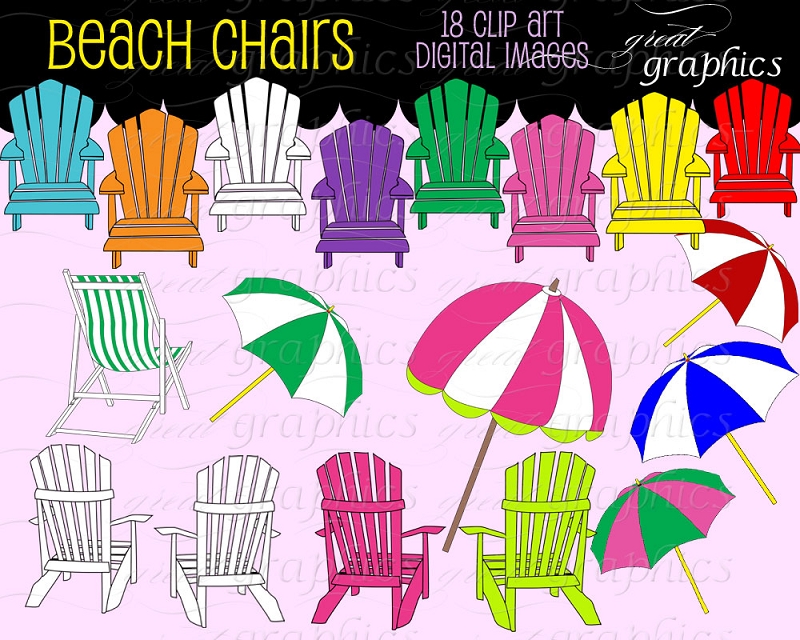 Beach Chair Clip Art Beach Umbrella Clip Art Digital Clipart