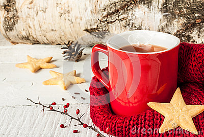 Christmas Cookies And Warm Scarf   Red And White Rural Still Life